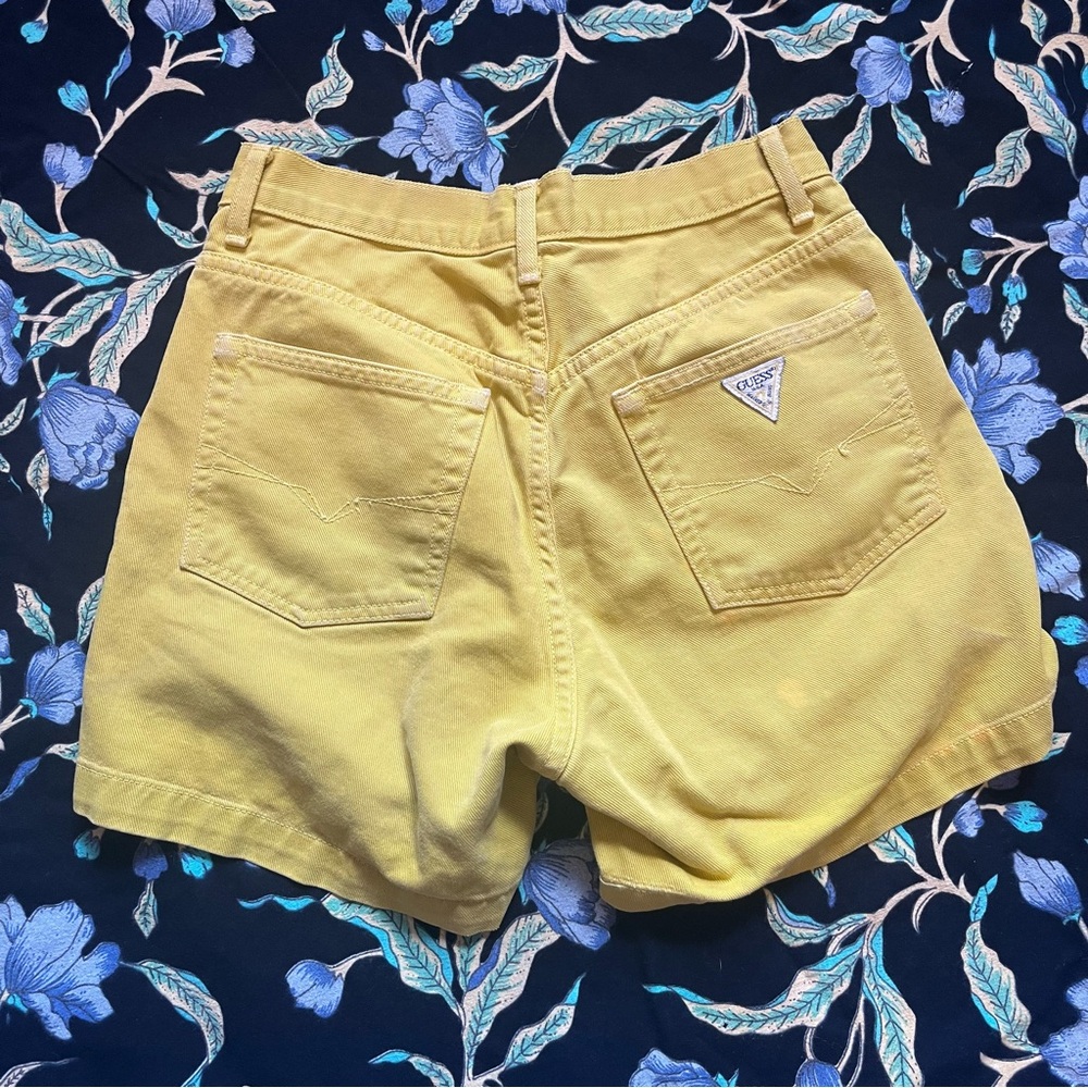 Vintage Guess Yellow Denim Shorts